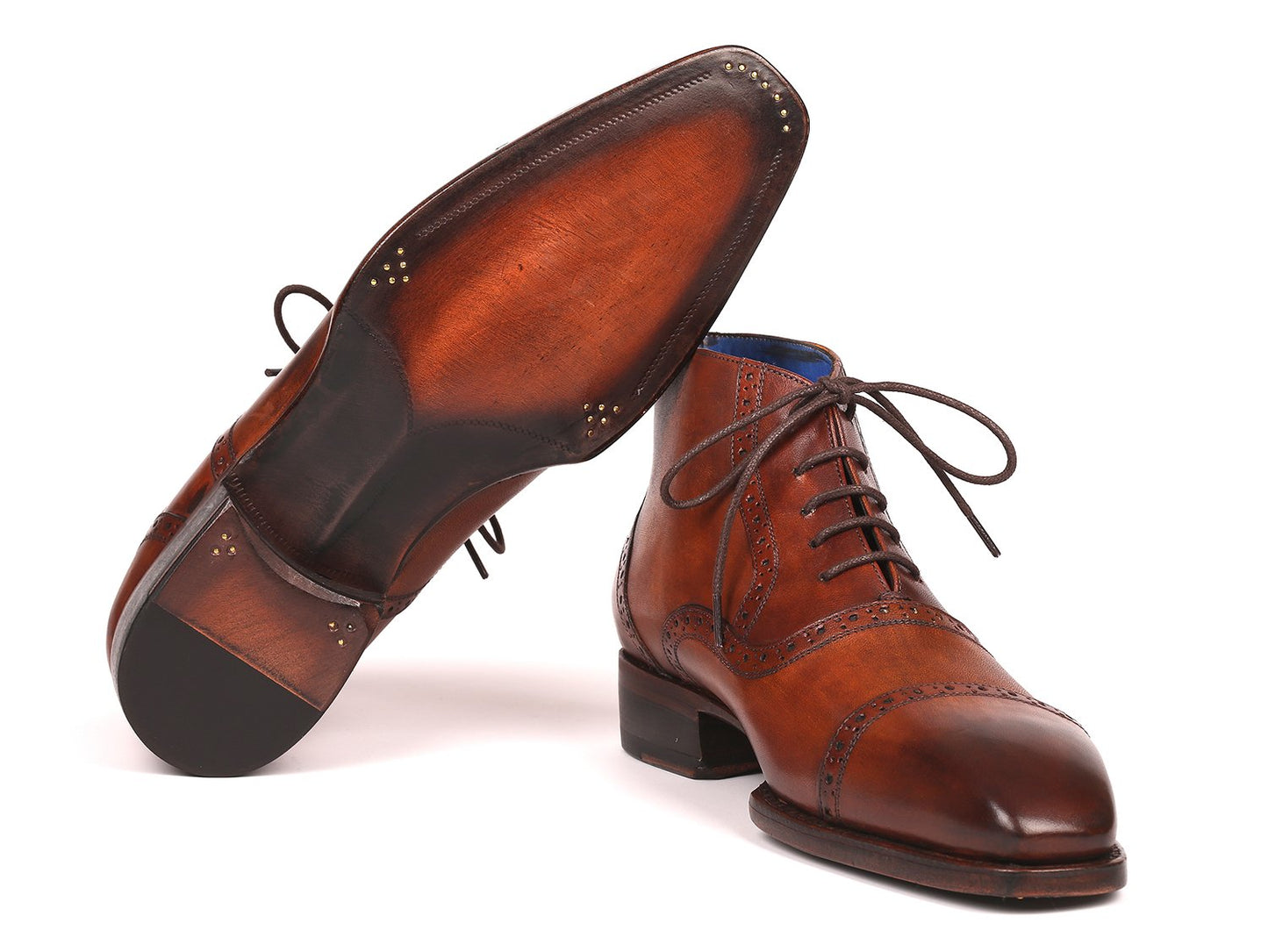 Paul Parkman Men's Antique Brown Cap Toe Ankle Boots (ID#646BRW15)
