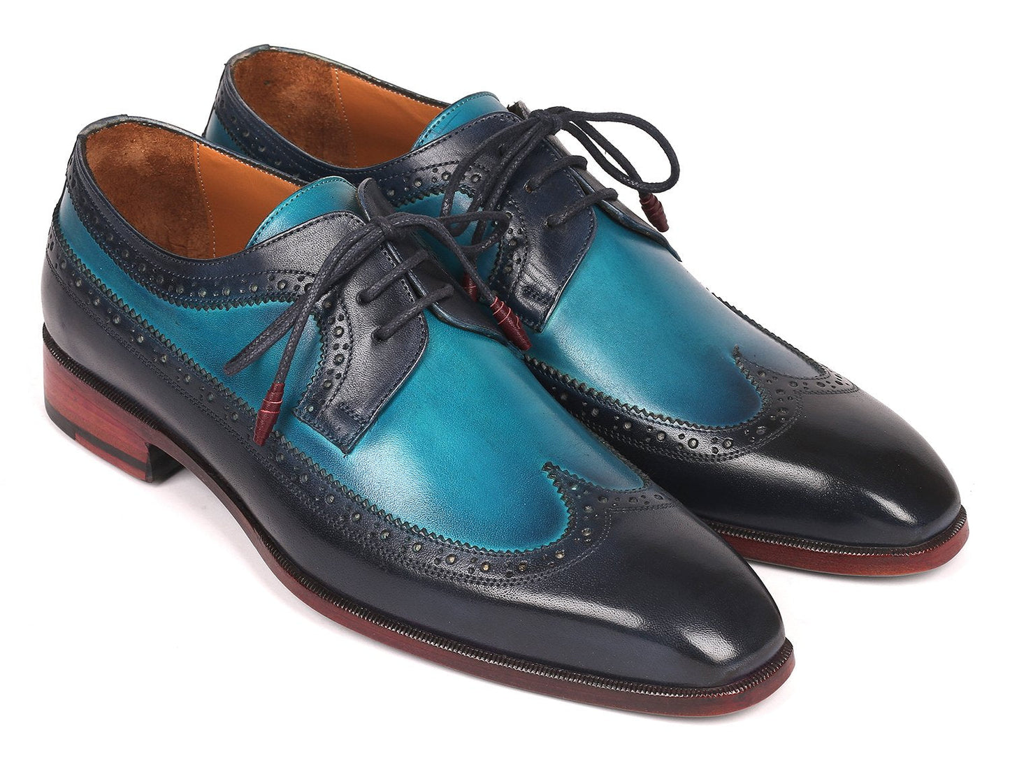 Paul Parkman Men's Blue Dual Tone Wingtip Derby Shoes (ID#6931BLU)