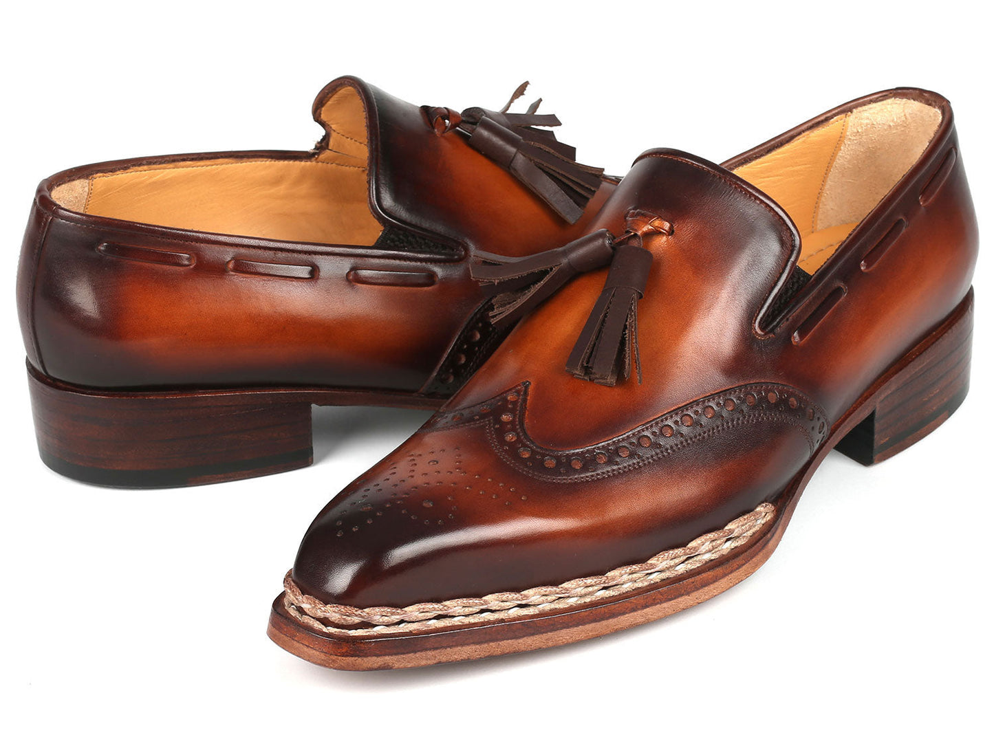 Paul Parkman Norwegian Welted Tassel Loafers Brown Burnished (ID#8507-BRW)