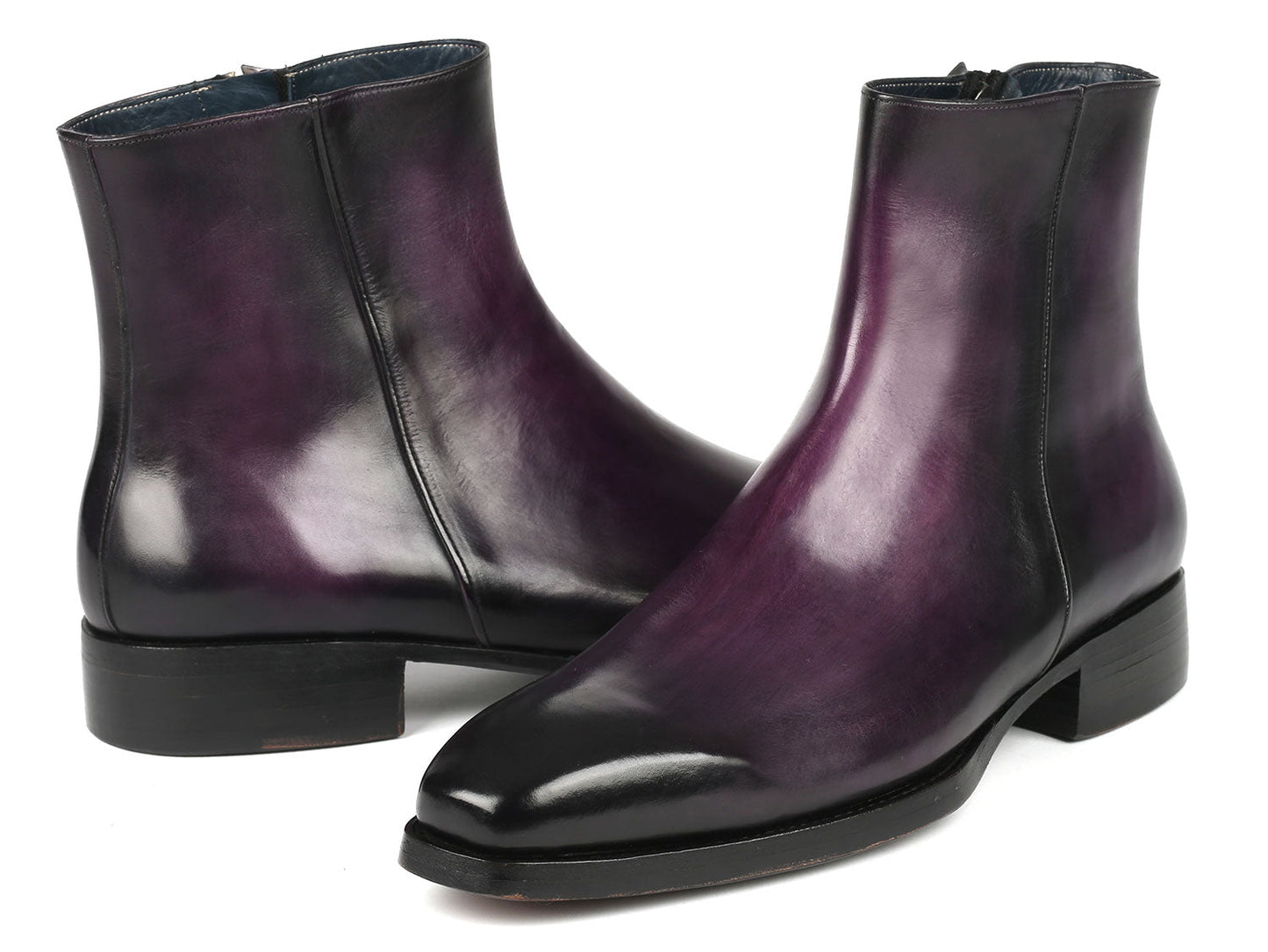 Paul Parkman Purple Burnished Side Zipper Boots Goodyear Welted (ID#BT3955-PRP)