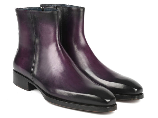 Paul Parkman Purple Burnished Side Zipper Boots Goodyear Welted (ID#BT3955-PRP)