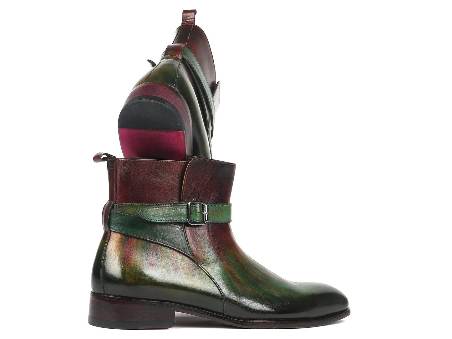 Paul Parkman Men's Jodhpur Boots Green & Bordeaux (957FRS84)