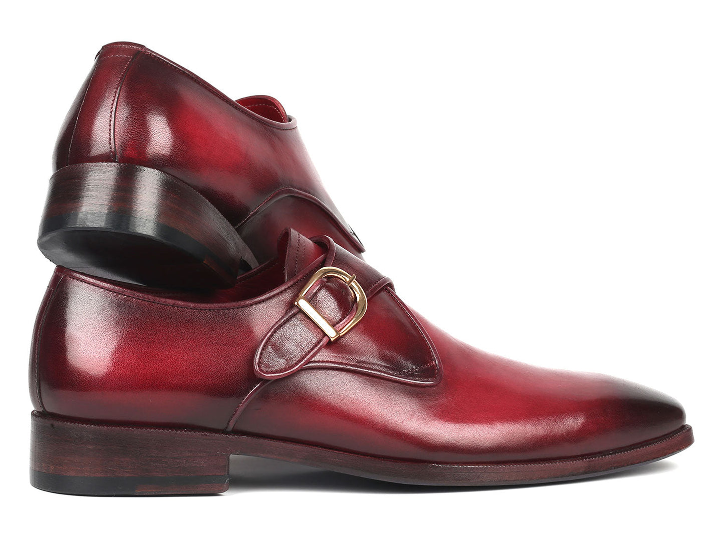 Paul Parkman Men's Single Monkstrap Shoes Burgundy Leather (ID#DW984P)