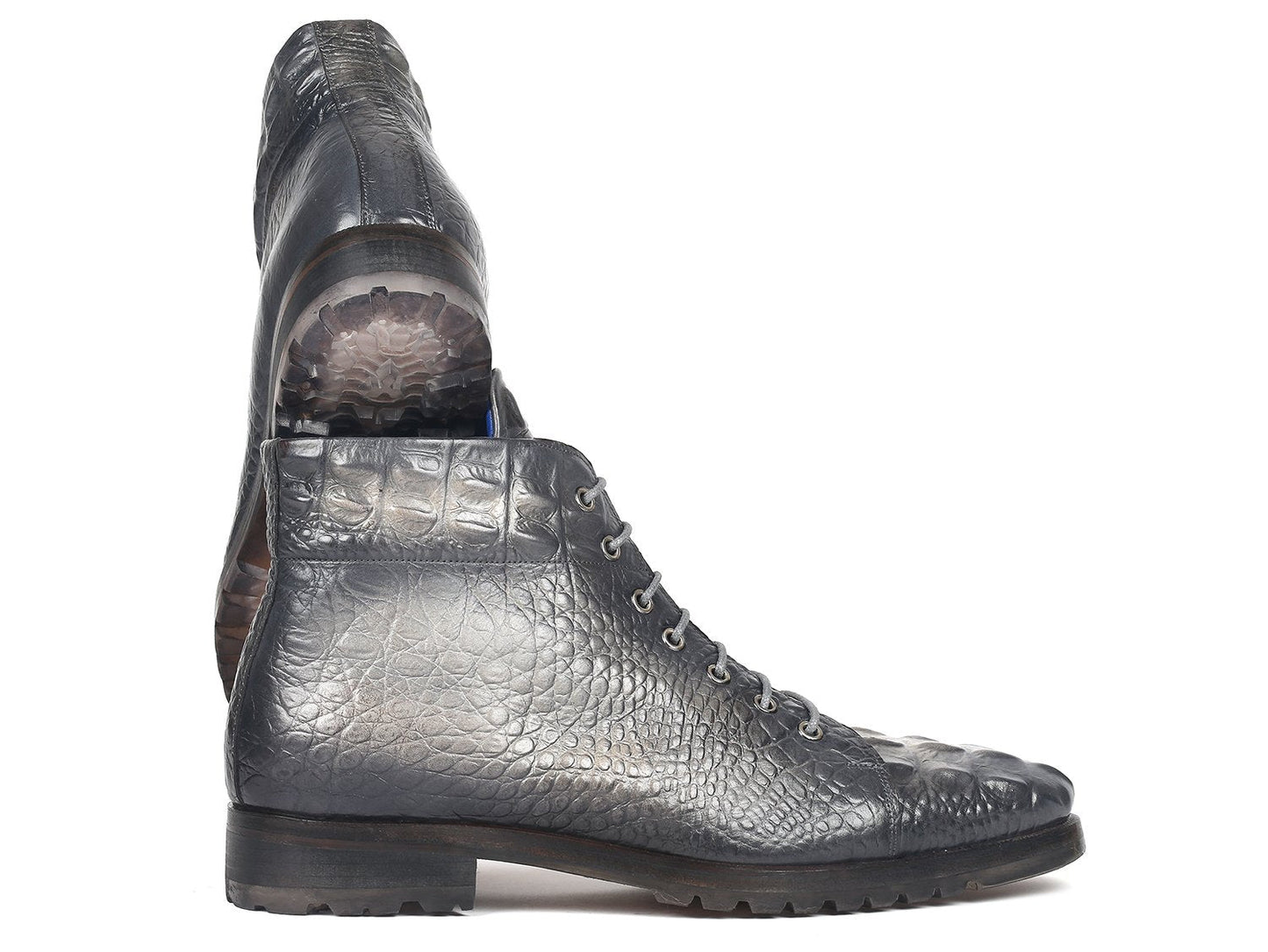 Paul Parkman Men's Gray Croco Embossed Leather Boots (12811-GRY)