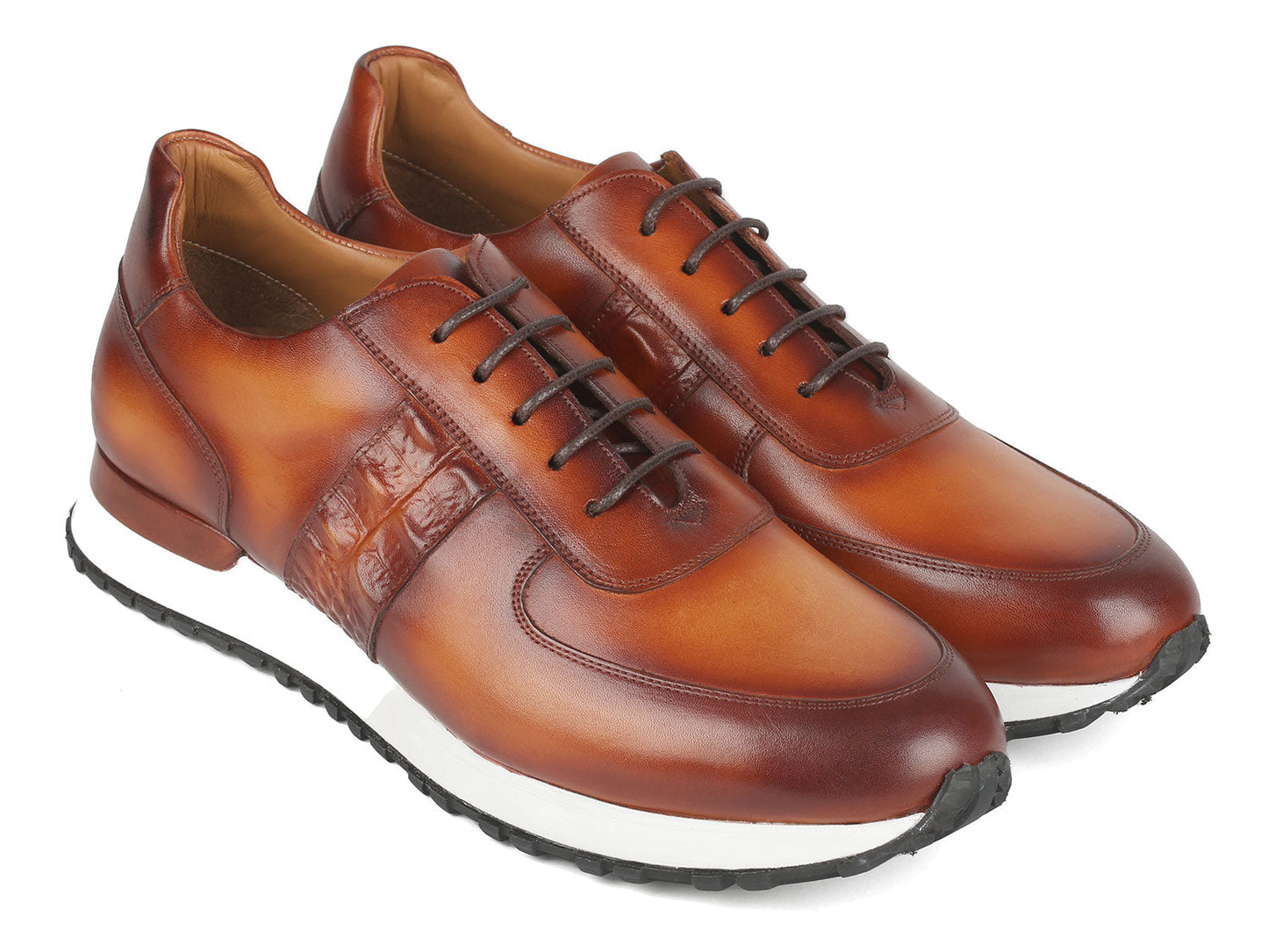 Paul Parkman Men's Brown Hand-Painted Sneakers (ID#LP208BRW)