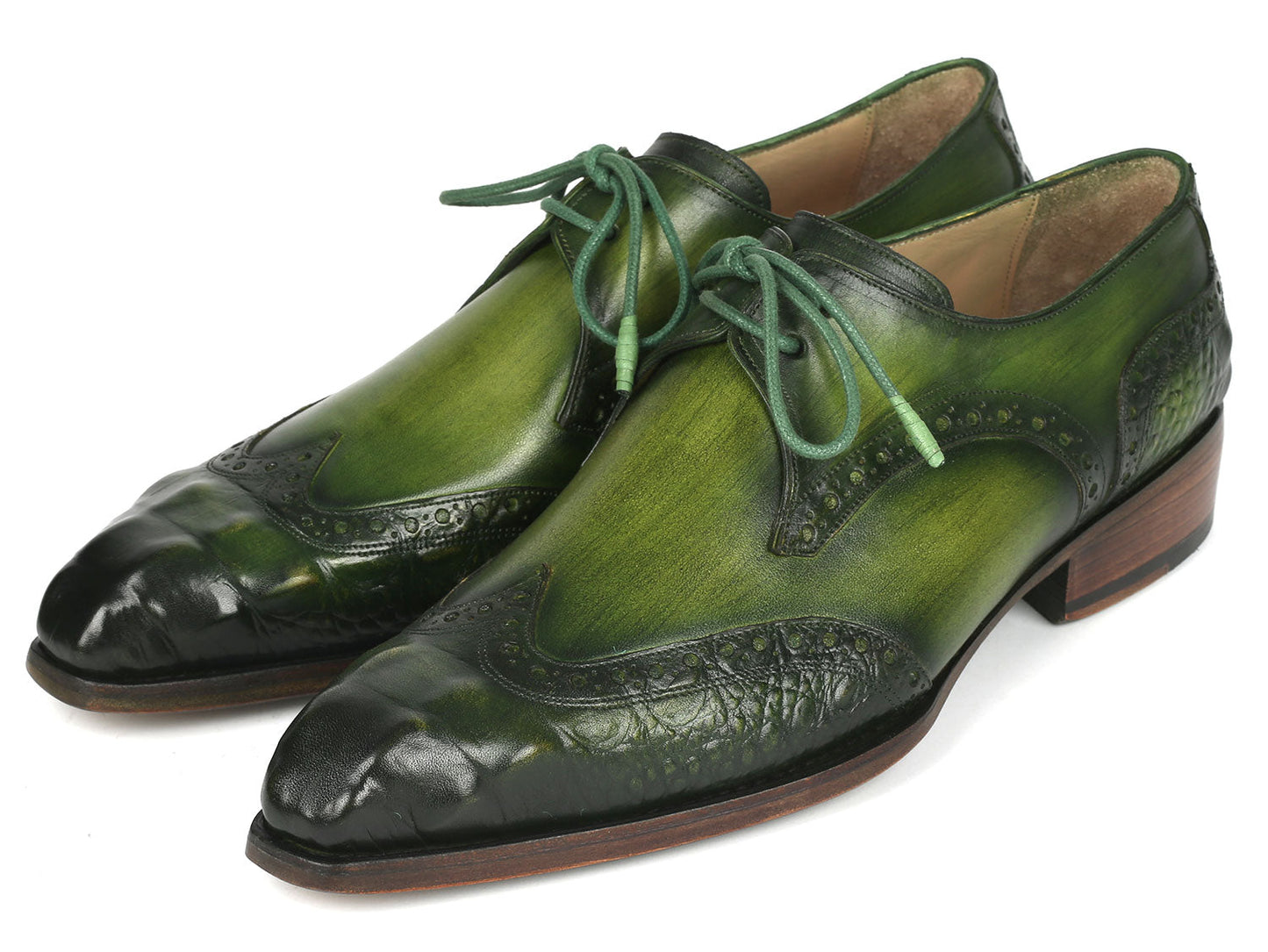 Paul Parkman Goodyear Welted Wingtip Derby Shoes Green (ID#584-GRN)