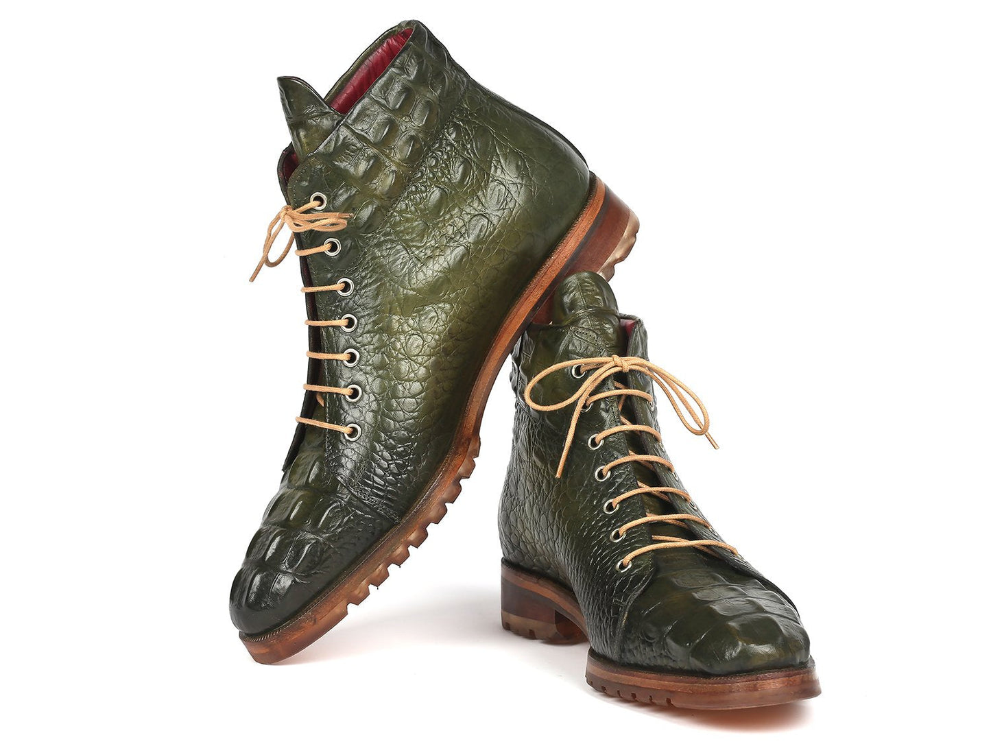 Paul Parkman Men's Green Croco Embossed Leather Boots (12811-GRN)