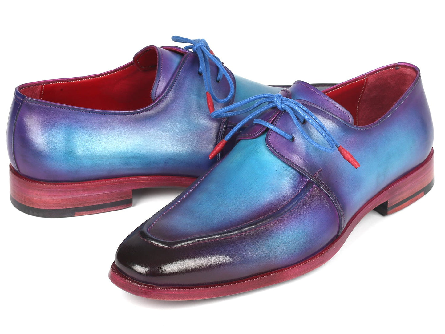 Paul Parkman Men's Turquoise & Purple Apron Derby Shoes (ID#23SX84)