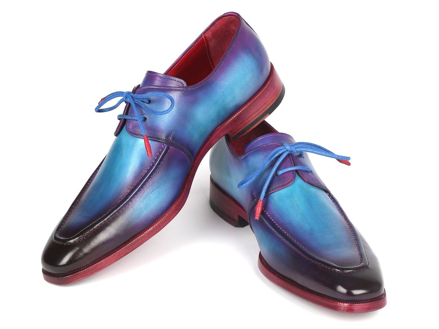 Paul Parkman Men's Turquoise & Purple Apron Derby Shoes (ID#23SX84)