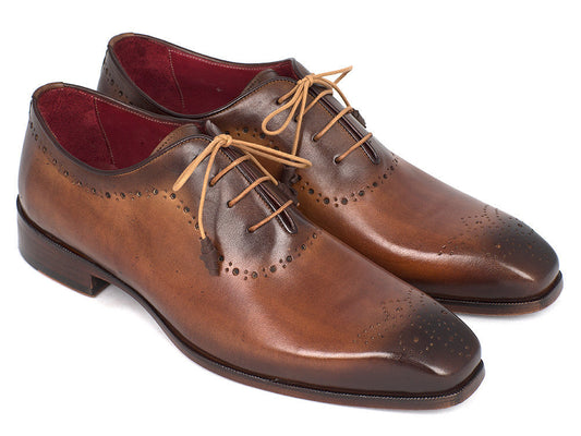 Paul Parkman Men's Brown & Camel Medallion Toe Oxfords (ID#GF61AZ)