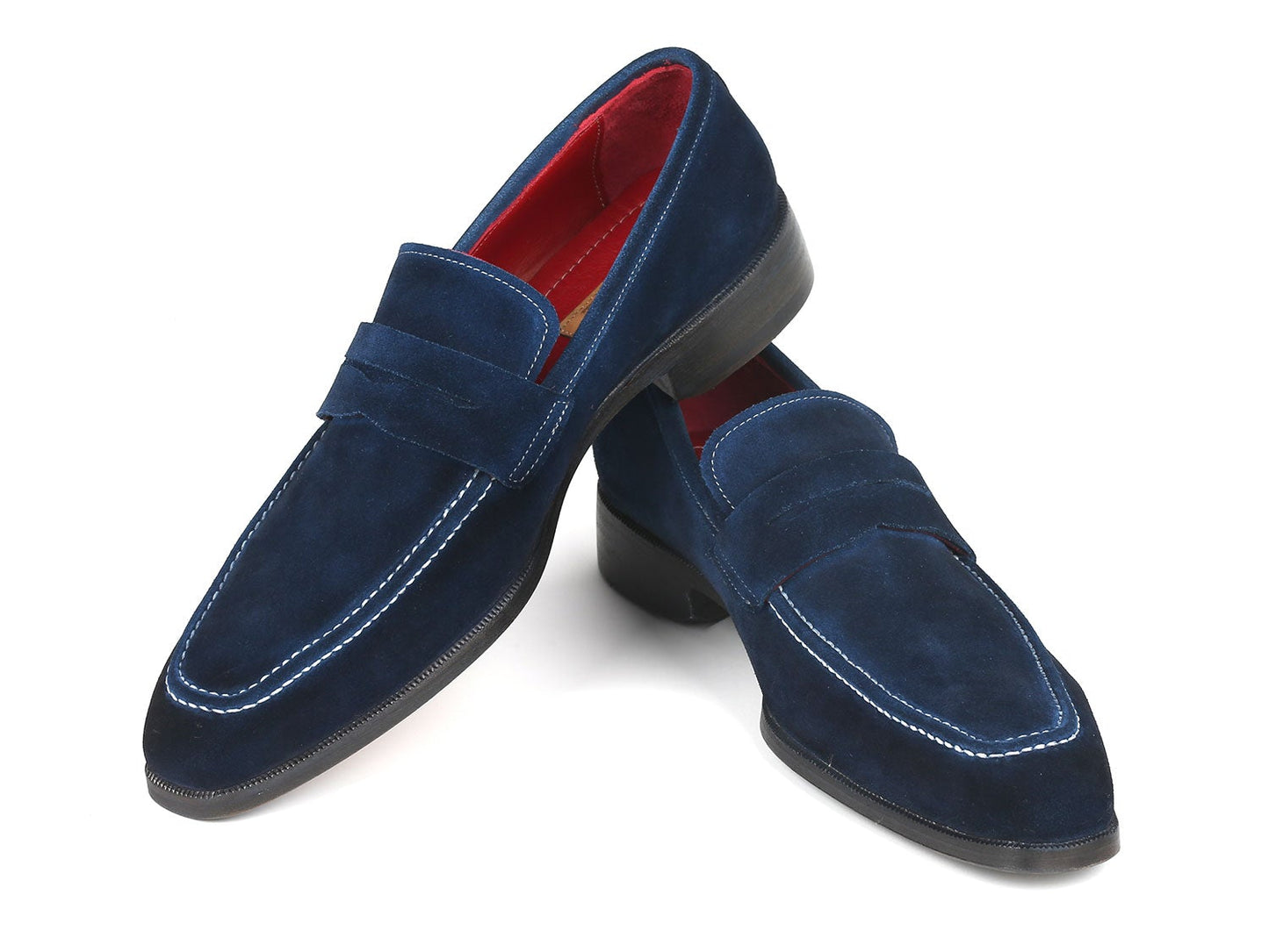 Paul Parkman Men's Penny Loafers Navy Suede (ID#10SD21)